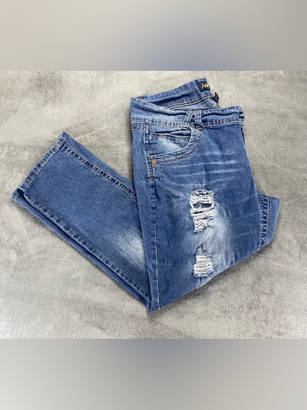 Angels Distressed Stretch Jeans Size 22 Plus Blue Denim